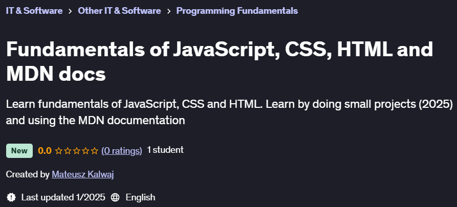 Pictures · Udemy — Fundamentals of JavaScript, CSS, HTML and MDN docs 2025-1