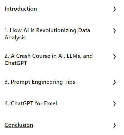 Course topics · LinkedIn — Excel and ChatGPT: Data Analysis Power Tips 2023-10