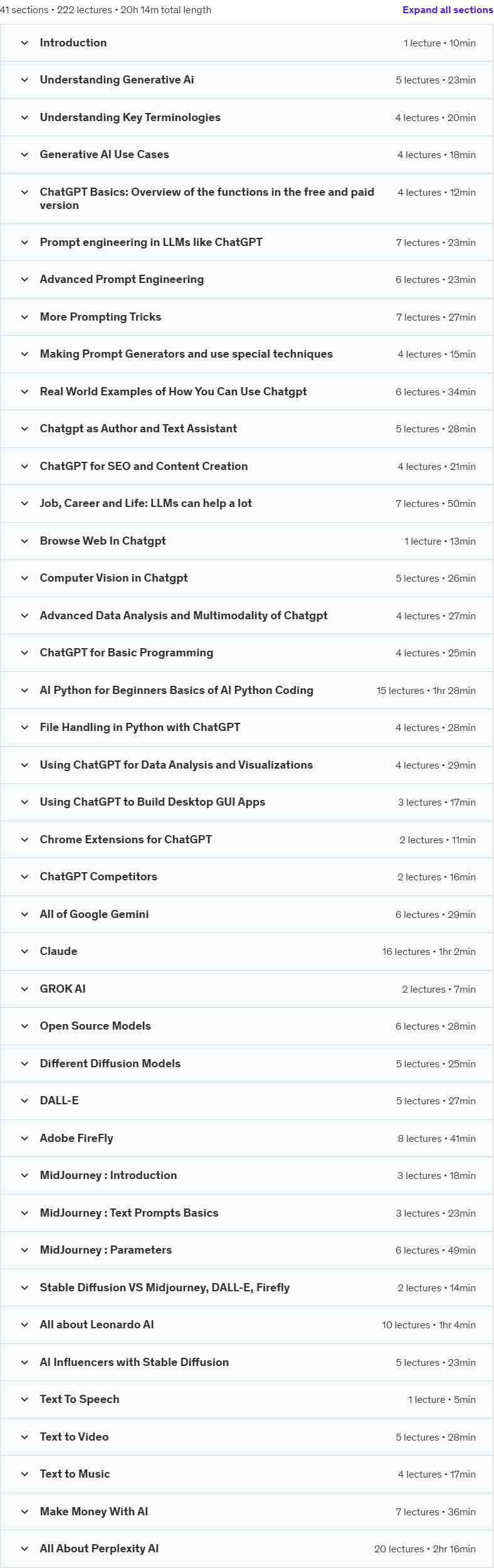 Course topics · Learn Python, Generative AI, APIs, ChatGPT, Gemini & more 2024-8