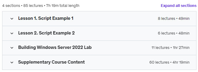 Course topics · Starting with Powershell Scripts: Examples Explained 2023-12