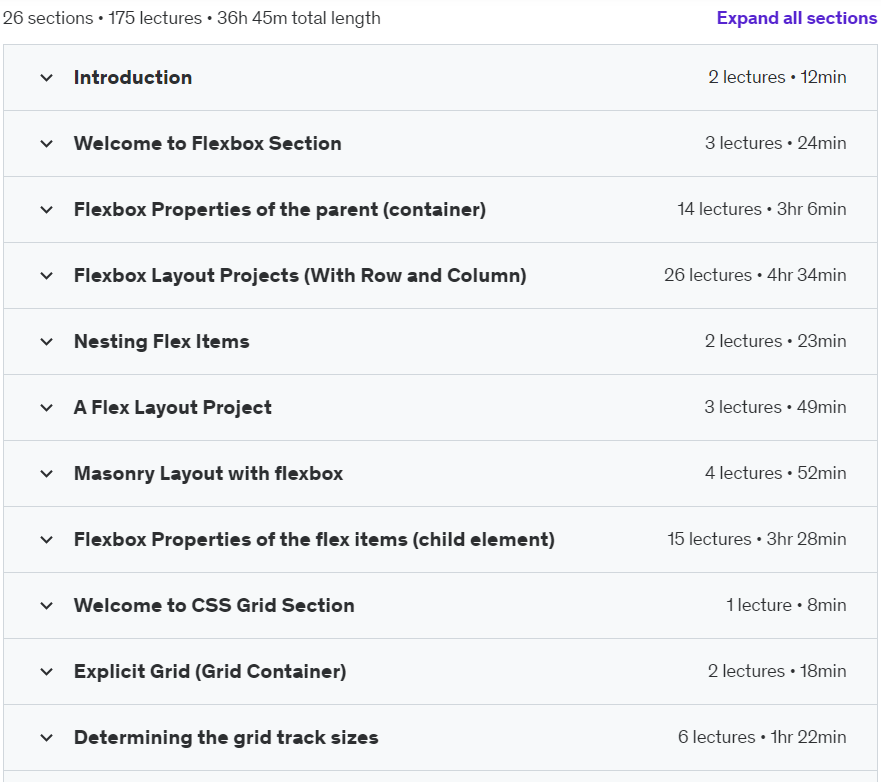 Course topics · Udemy — Mastery of Flexbox and CSS Grid – The Modern Practical Guide 2024-1