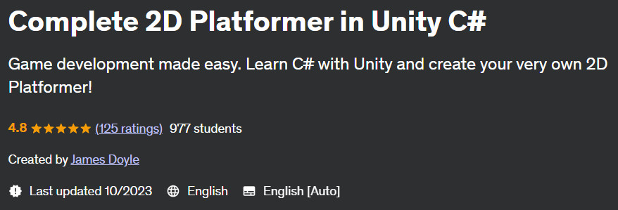 Pictures · Udemy — Complete 2D Platformer in Unity C# 2023-10