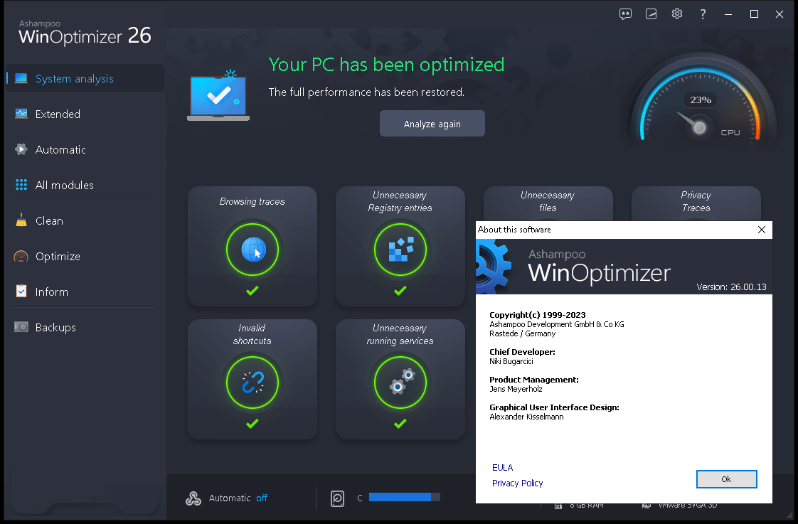 चित्र · Ashampoo WinOptimizer प्रो 29.0.2