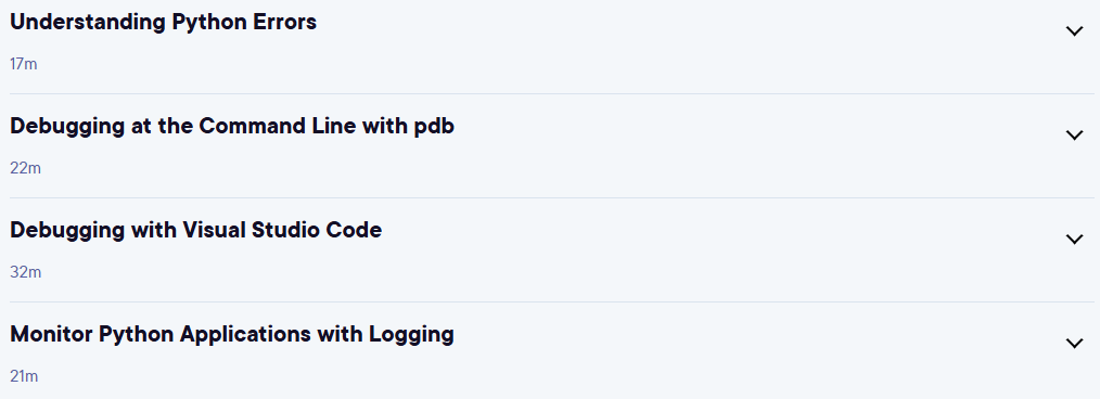 Course topics · Python: Debugging Techniques 2025-7