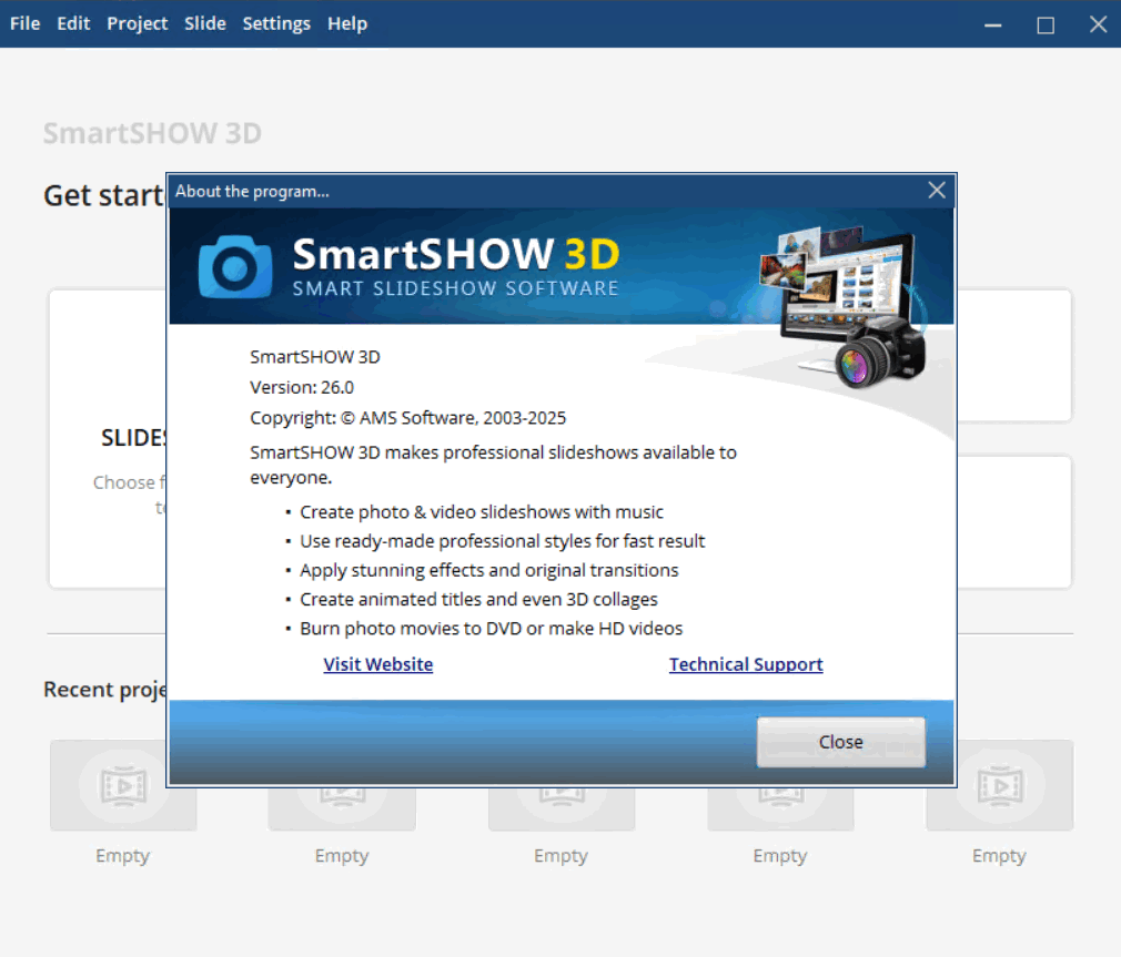 الصور · عرض SmartSHOW 3D 26.0