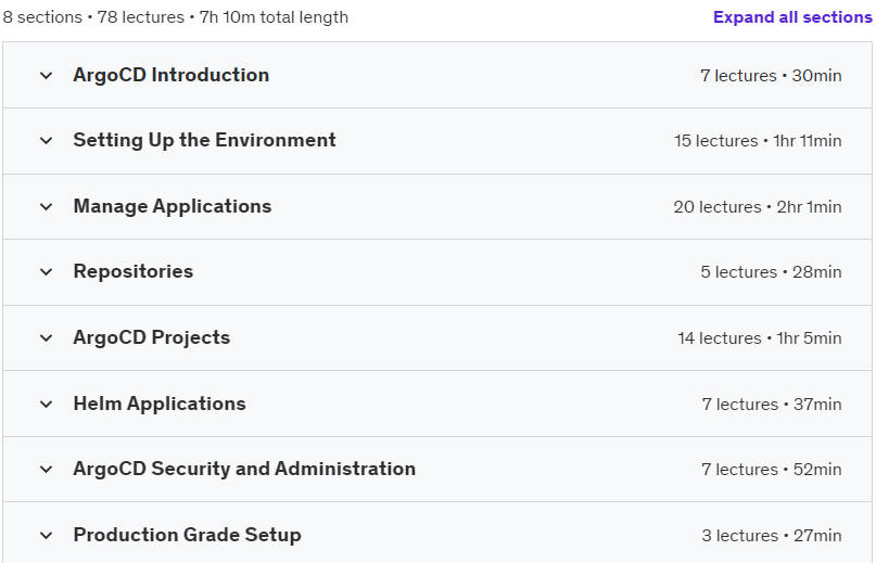 Course topics · Udemy — Argo CD Master Course : Expert Techniques in GitOps & DevOps 2024-5
