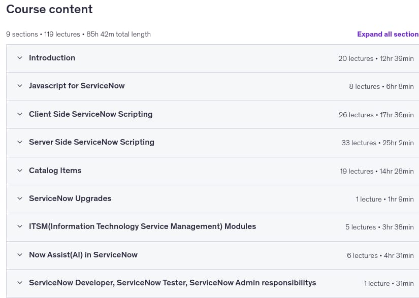 Темы курса · Master Servicenow Admin & Development от базового до про 2026 2026-9