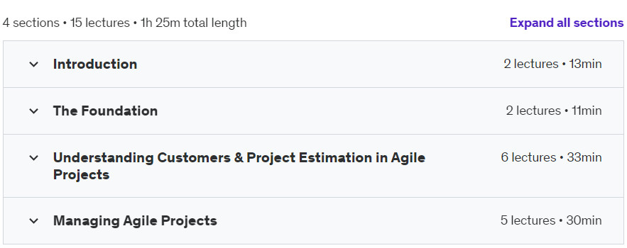 Course topics · Agile Project Management Using Scrum and Lean 2024-8
