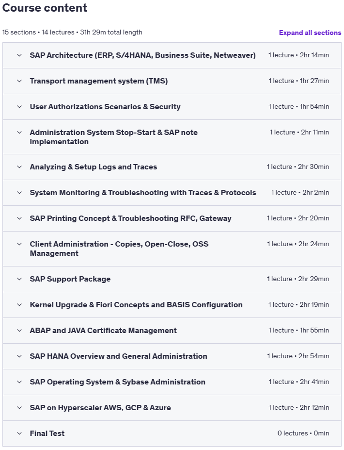 Sujets du cours · Formation de base SAP 2025-5