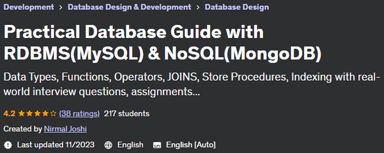 Pictures · Udemy — Practical Database Guide with RDBMS (MySQL) & NoSQL (MongoDB) 2022-2