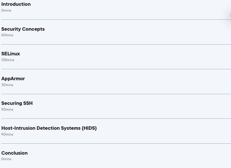 Course topics · Securing Linux for the Cloud 2023-5