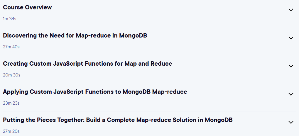 Course topics · Querying Data Using Map-reduce in MongoDB 2025-1