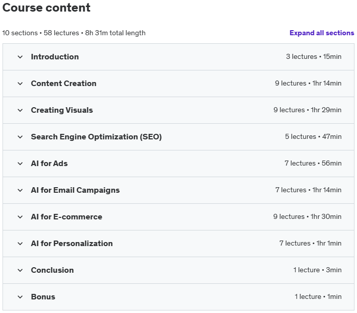 Course topics · Generative AI in E-Commerce and Digital Marketing | Gen AI 2024-1