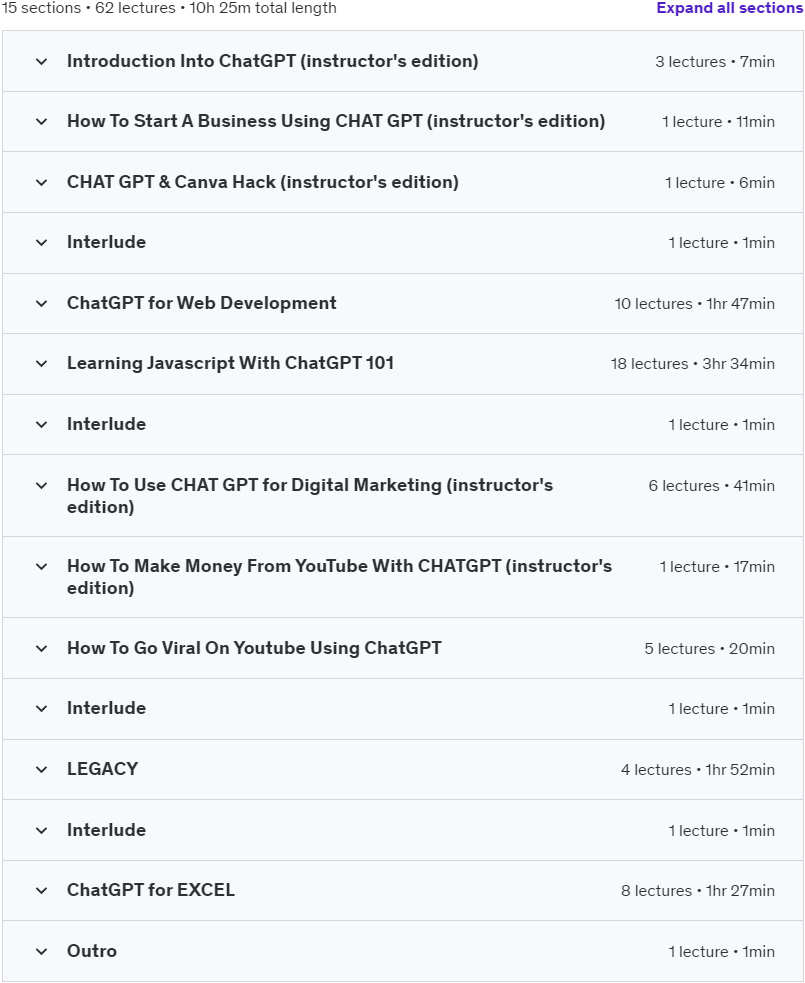 Course topics · Udemy — ChatGPT Secrets | ChatGPT Mastery | ChatGPT Masterclass 2023-5