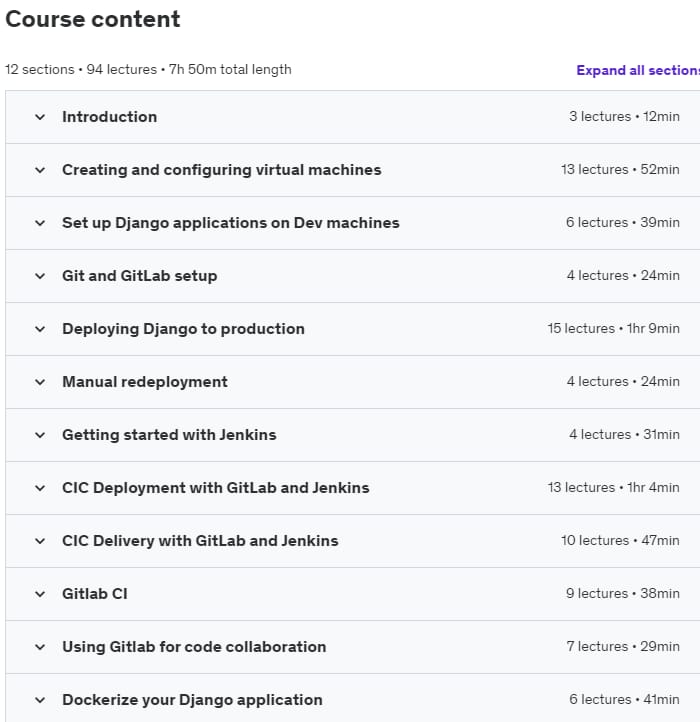 Course topics · DevOps: CICD with Git GitLab Jenkins, Docker and Django 2023-5