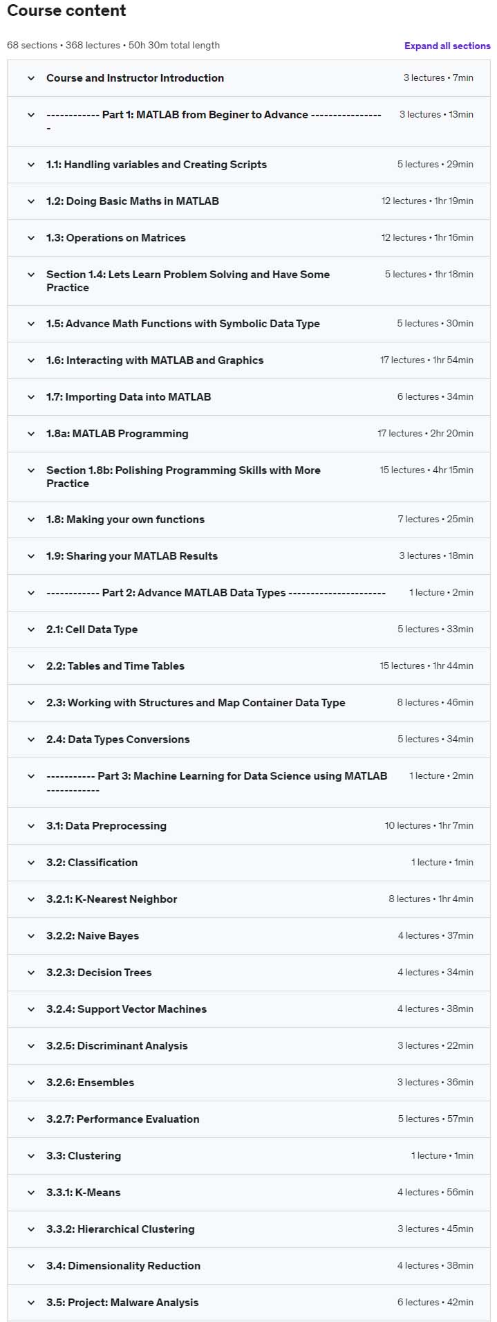 Course topics · MATLAB Master Class: Go from Beginner to Expert in MATLAB 2022-5