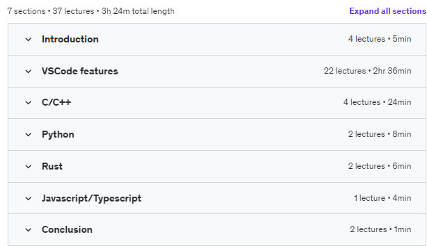 Course topics · Udemy — The Complete Guide: Visual Studio Code [VSCode] 2024 Edition 2023-12