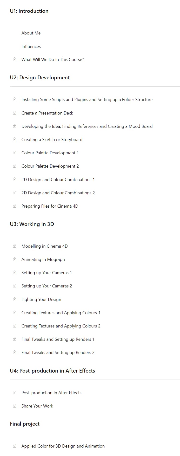 Course topics · Applied Color for 3D Design and Animation 2022-5
