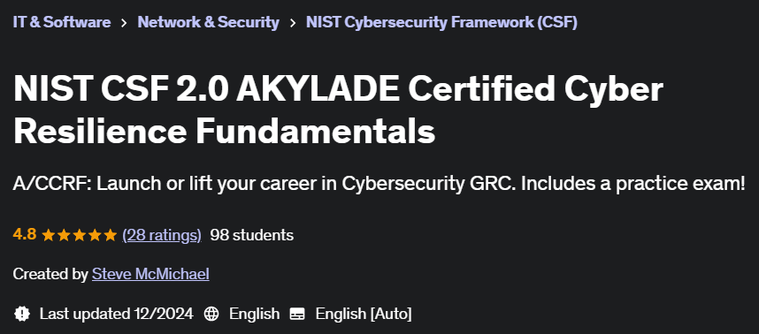 Pictures · Udemy — NIST CSF 2.0 AKYLADE Certified Cyber Resilience Fundamentals 2024-9
