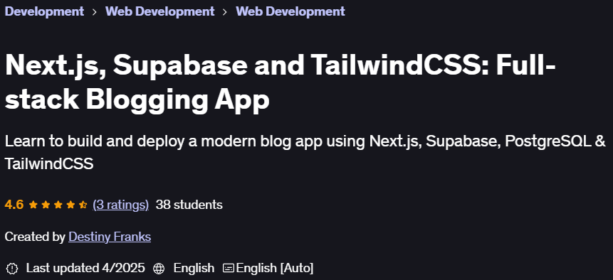 Pictures · Udemy — Next.js, Supabase and TailwindCSS: Full-stack Blogging App 2025-4