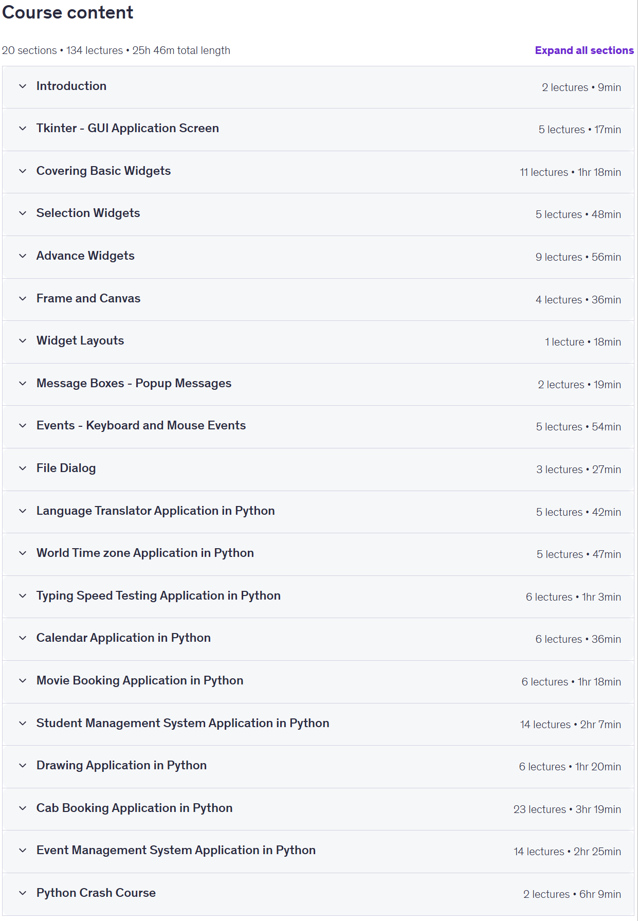 Sujets du cours · Apprendre Tkinter Python Développement de l’application GUI: Build 10 Les apps 2026-9