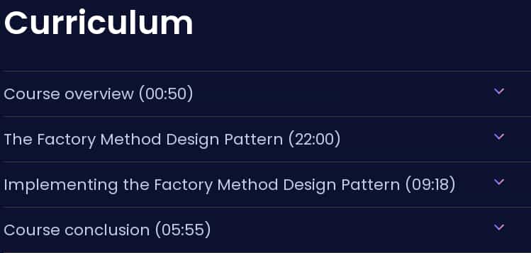 Course topics · Dometrain – Design Patterns in C#: Factory Method 2024-11
