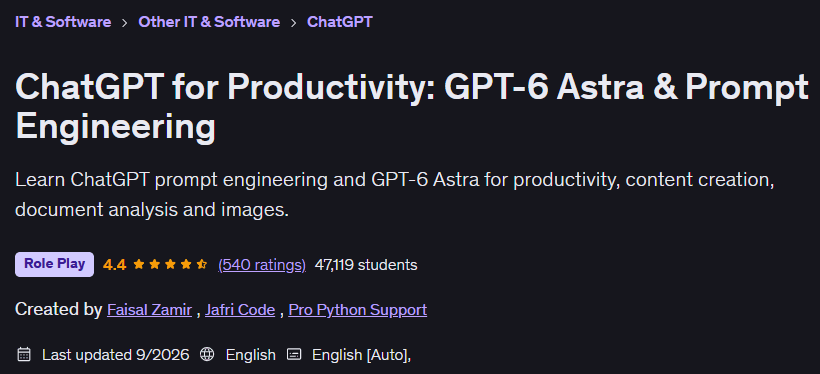 Pictures · Udemy — ChatGPT for Productivity: GPT-6 Astra & Prompt Engineering 2026-2