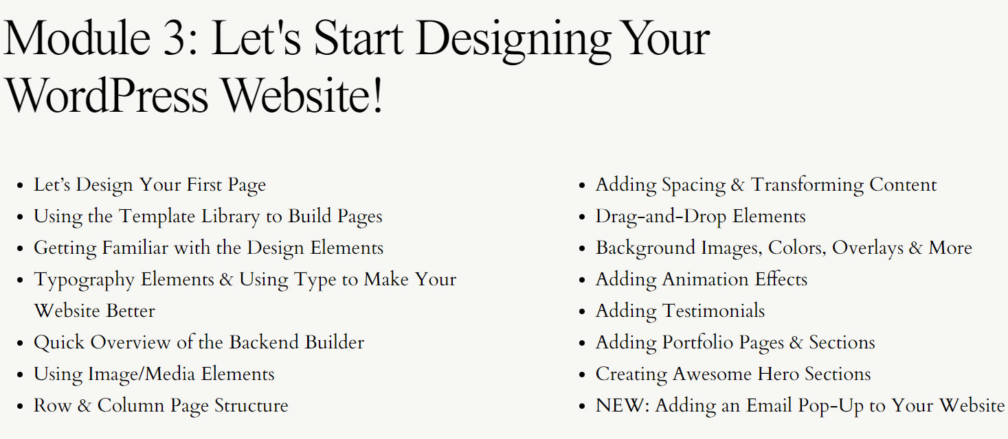 Course topics · Brand and Bloom Designs — Winning at WordPress 2024-9