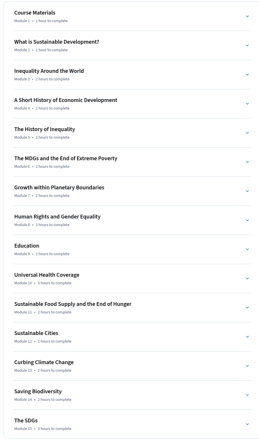 Course topics · The Age of Sustainable Development 2026-2
