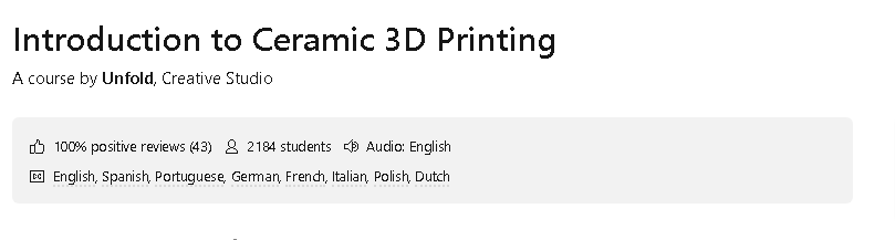 Pictures · Domestika — Introduction to Ceramic 3D Printing 2022-4