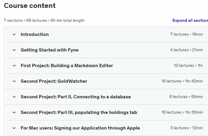 Course topics · Building GUI Applications with Fyne and Go (Golang) 2024-6