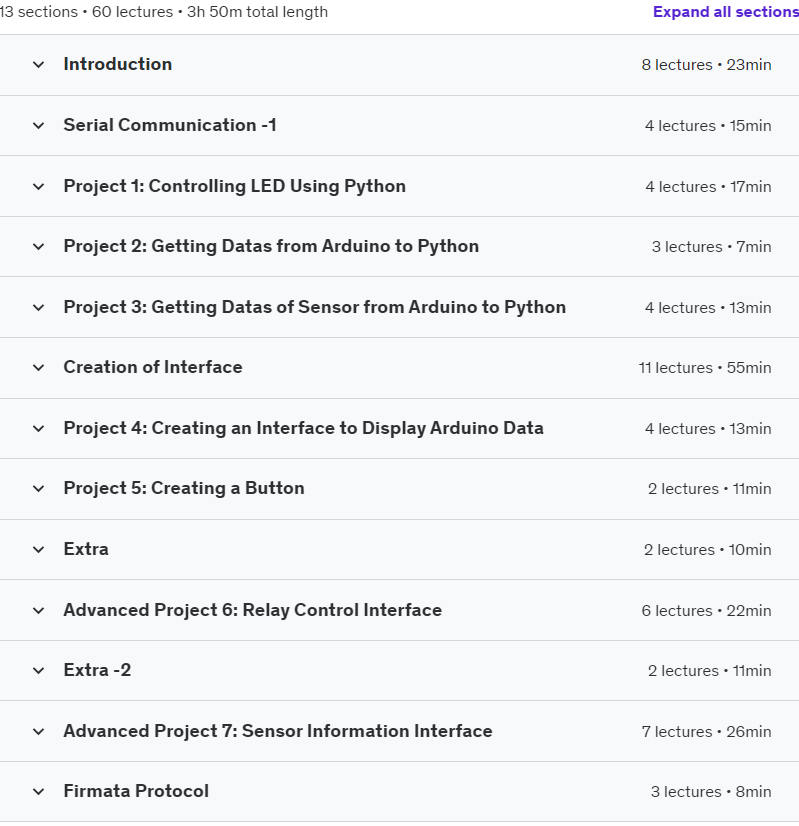 Course topics · Advanced Arduino and Python Programming: Interface Apps 2023-2