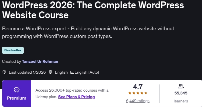 تصاویر · WordPress 2026: مکمل طور پر WordPress ویب سائٹ کورس 2026-1