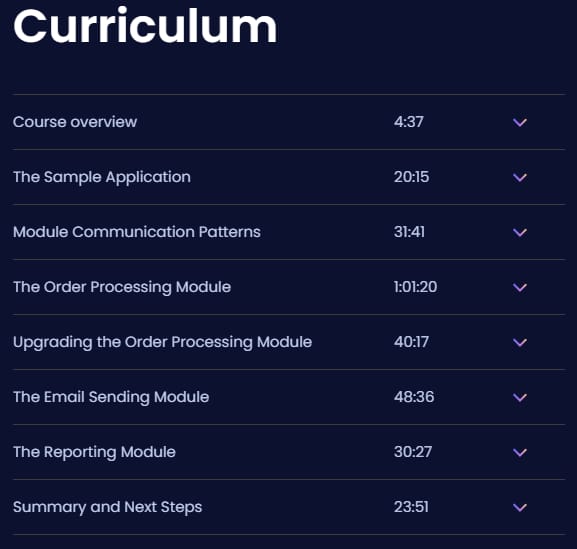 Course topics · Dometrain — Deep Dive: Modular Monoliths in .NET 2024-6