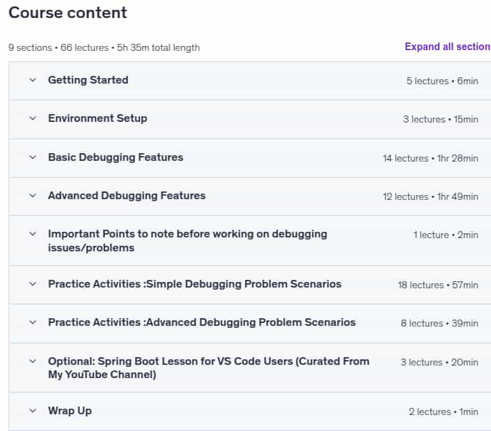 Course topics · Learn Java Debugging using VS Code 2025-5