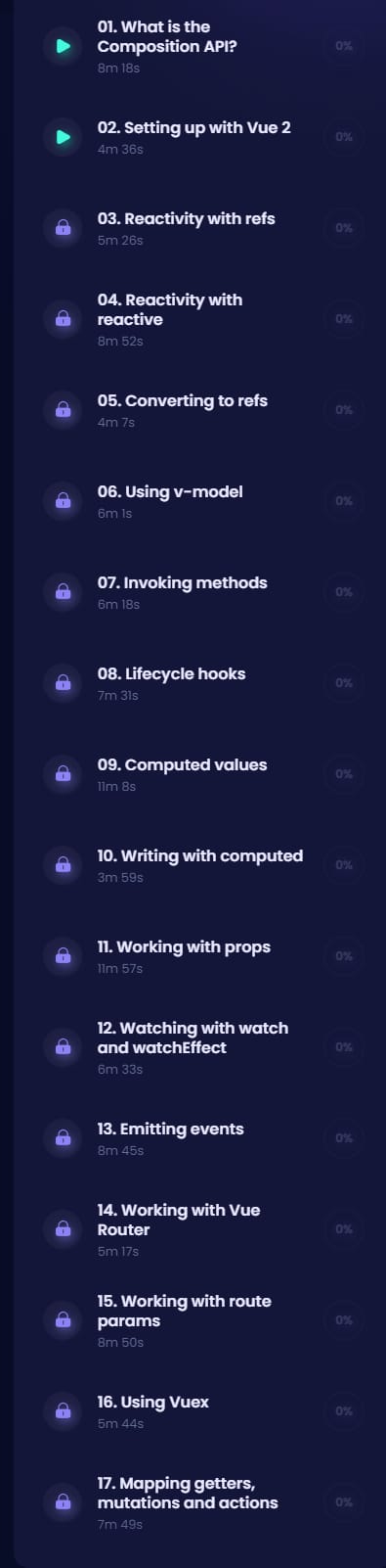 Course topics · Codecourse – The Vue 3 Composition API 2021-1
