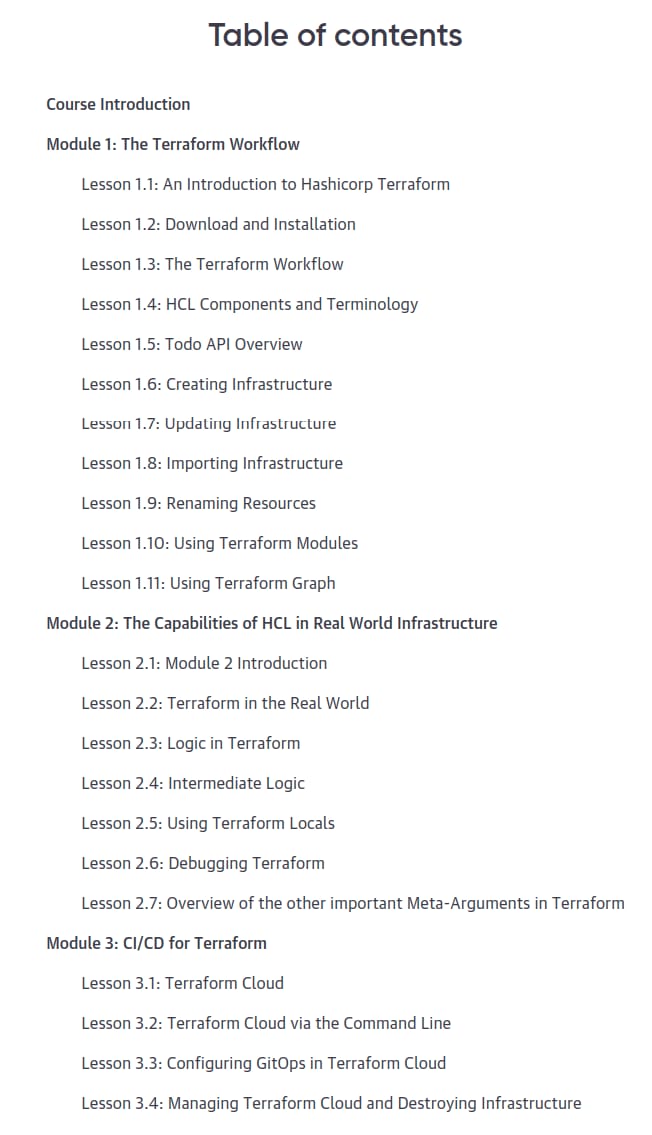 Course topics · Oreilly — Terraform Fundamentals 2023-11