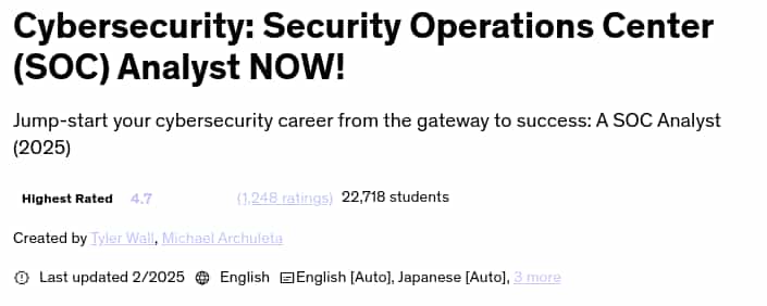 Pictures · Cybersecurity: Security Operations Center (SOC) Analyst NOW! 2025-2