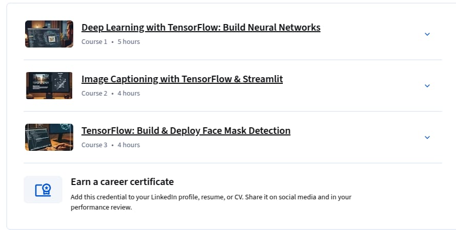 Course topics · AI Deep Learning Projects with TensorFlow Specialization 2025-12