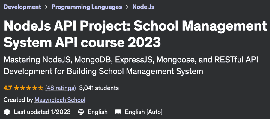 Pictures · Udemy — NodeJs API Project: School Management System API course 2023 2023-1