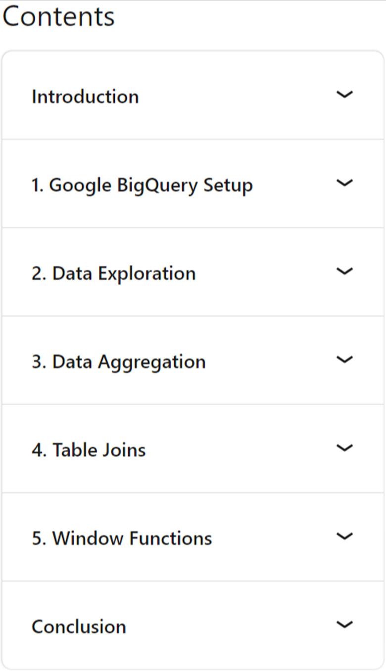 Course topics · Udemy — Introduction to SQL Using Google BigQuery 2024-1