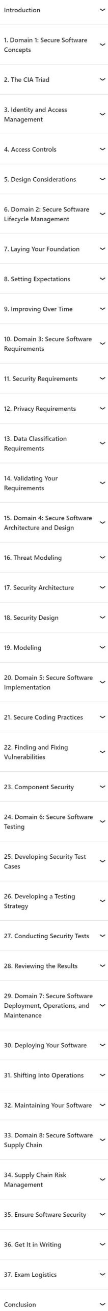 Course topics · LinkedIn — ISC2 Certified Secure Software Lifecycle Professional (CSSLP) (2023) Cert Prep 2024-6