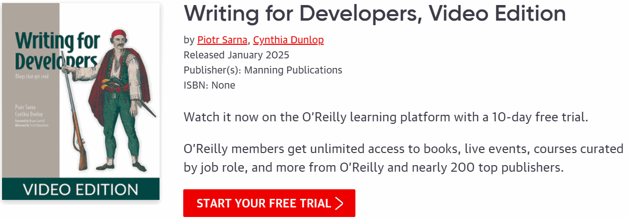 图片 · Oreilly - Writing for Developers, 视频版 2025-1