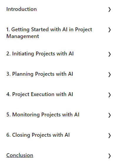 Course topics · LinkedIn — AI for Project Managers: Fourteen Ways to Streamline Your Work 2024-6