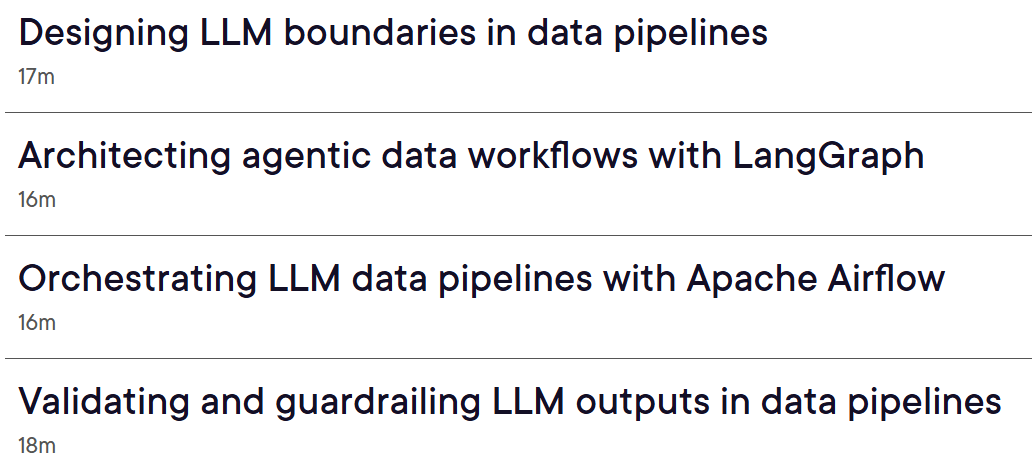 Course topics · Designing Data Systems with LLMs 2026-7