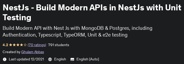 Pictures · Udemy — NestJs – Build Modern APIs in NestJs with Unit Testing 2021-12