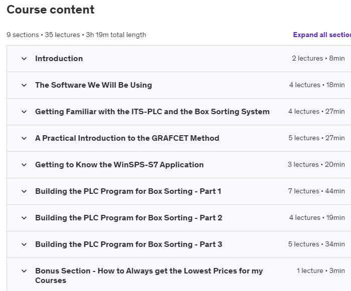 موضوعات الدورة · كتابة برنامج PLC لنظام تصنيف الصندوق باستخدام GRAFCET 2021-6