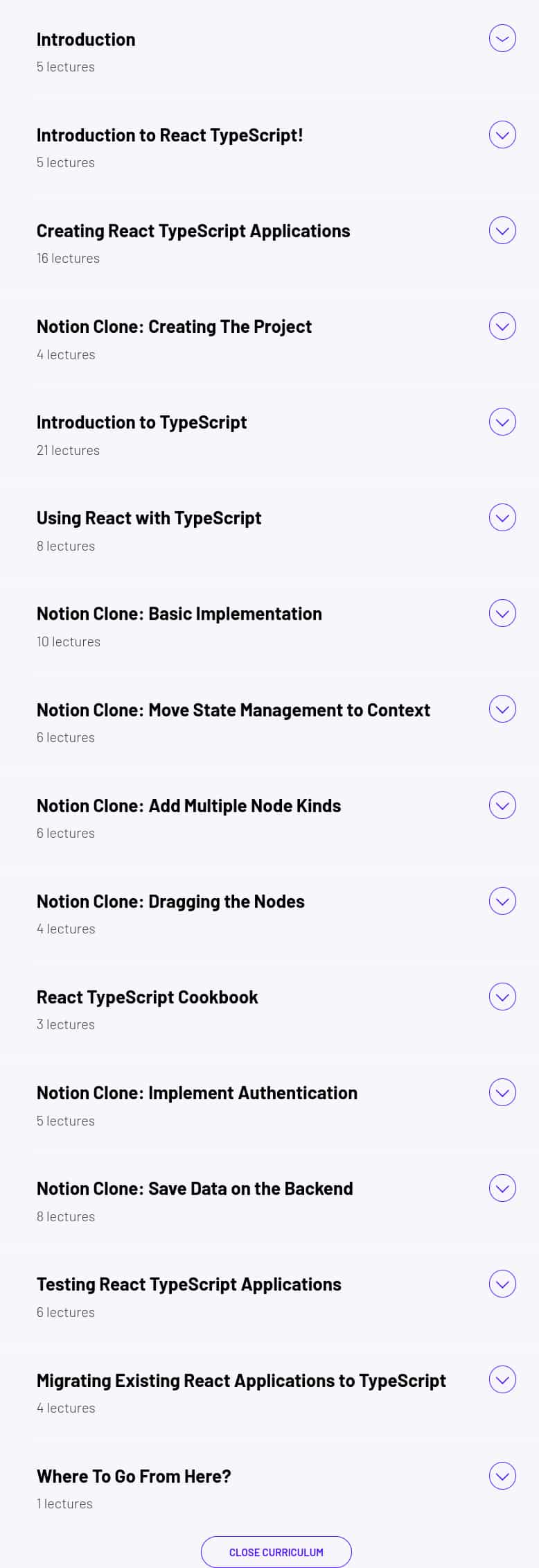 Course topics · ZerotoMastery — Build a Notion Clone with React and TypeScript 2025-4