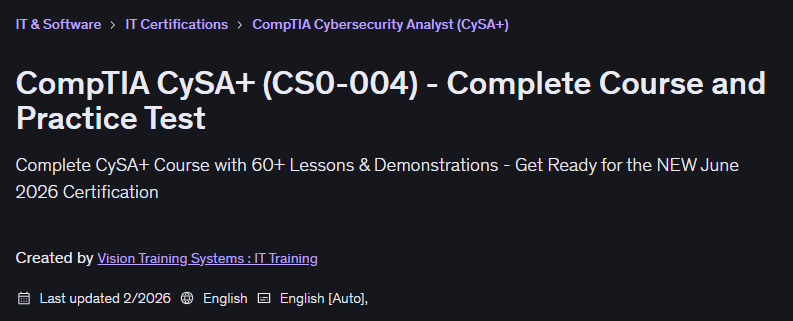 Pictures · CompTIA CySA+ (CS0-004) – Complete Course and Practice Test 2025-12