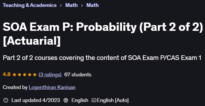 Pictures · Udemy — SOA Exam P: Probability (Part 2 of 2) [Actuarial] 2023-4